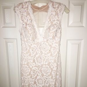 White Lace Homecoming Terry Costa Dress